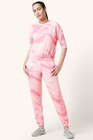pink printed full length mid rise casual women jogger fit joggers