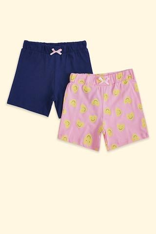 pink printed knee length casual baby regular fit shorts