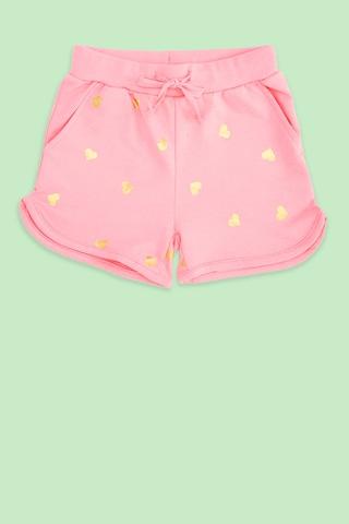 pink printed knee length casual girls regular fit shorts