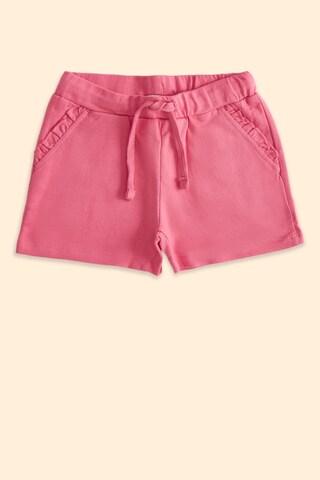 pink printed knee length casual girls regular fit shorts