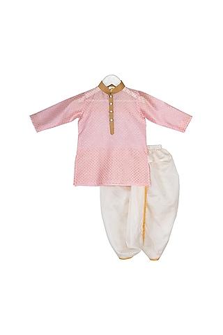 pink printed kurta set for boys