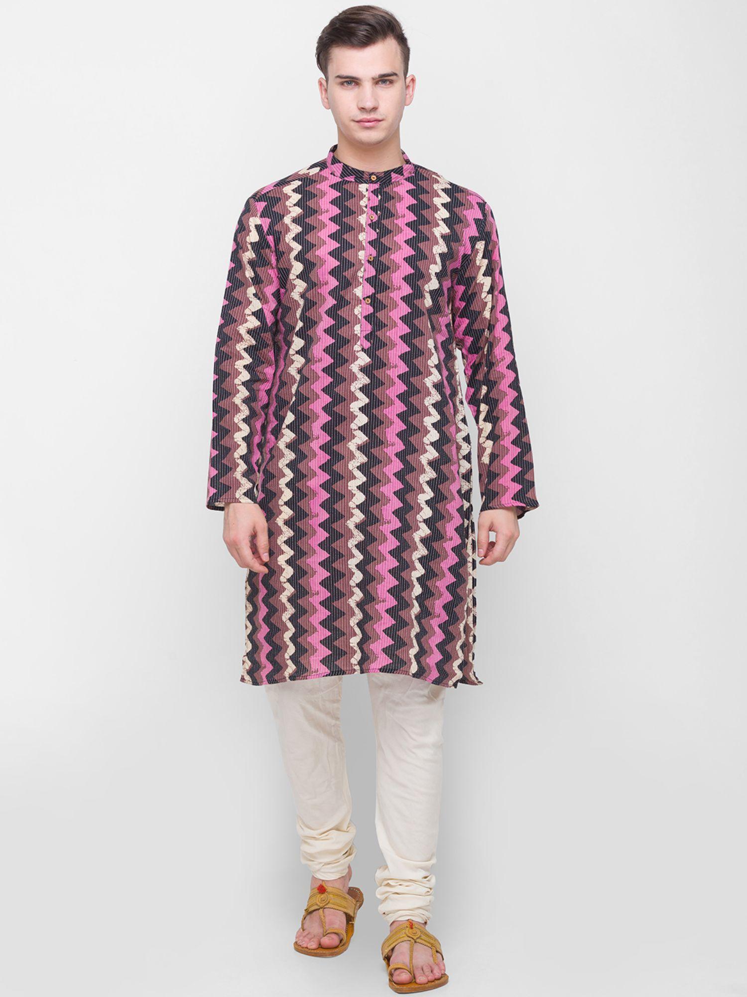 pink printed kurta