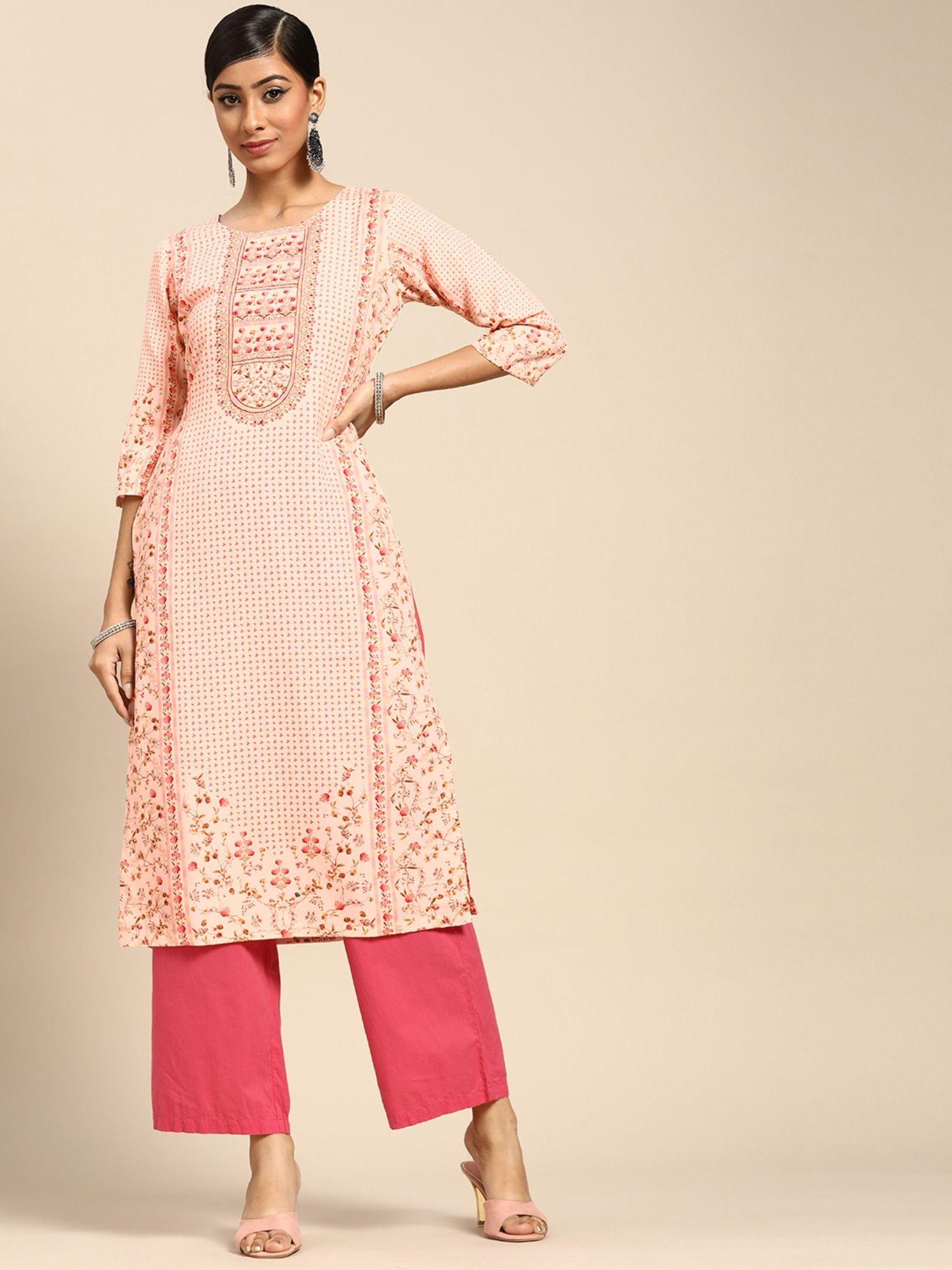 pink printed kurta