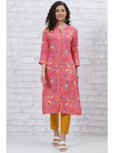 pink printed kurta