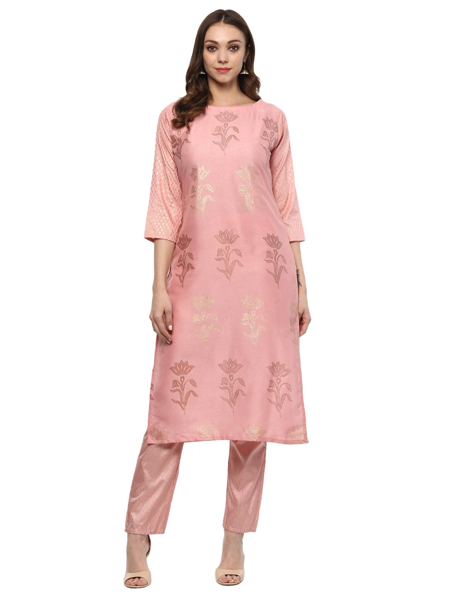 pink printed kurta