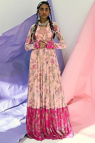 pink printed maxi dress
