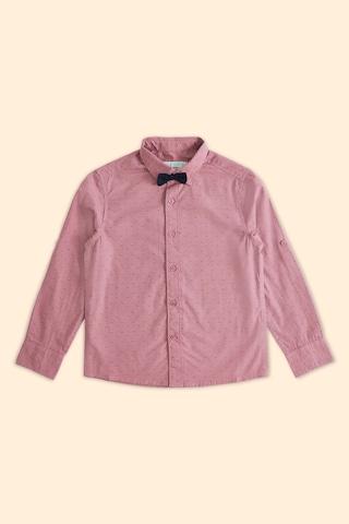 pink printed party full sleeves regular collar boys regular fit shirt