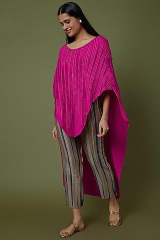 pink printed pleated tunic