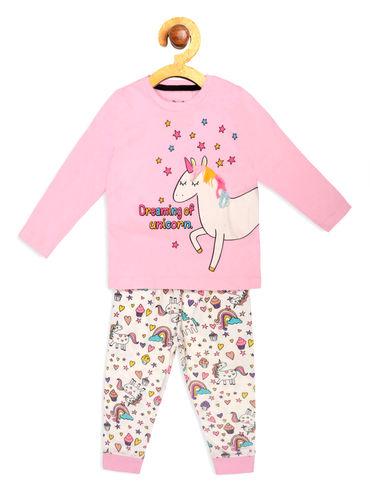 pink printed pyjama (set of 2)