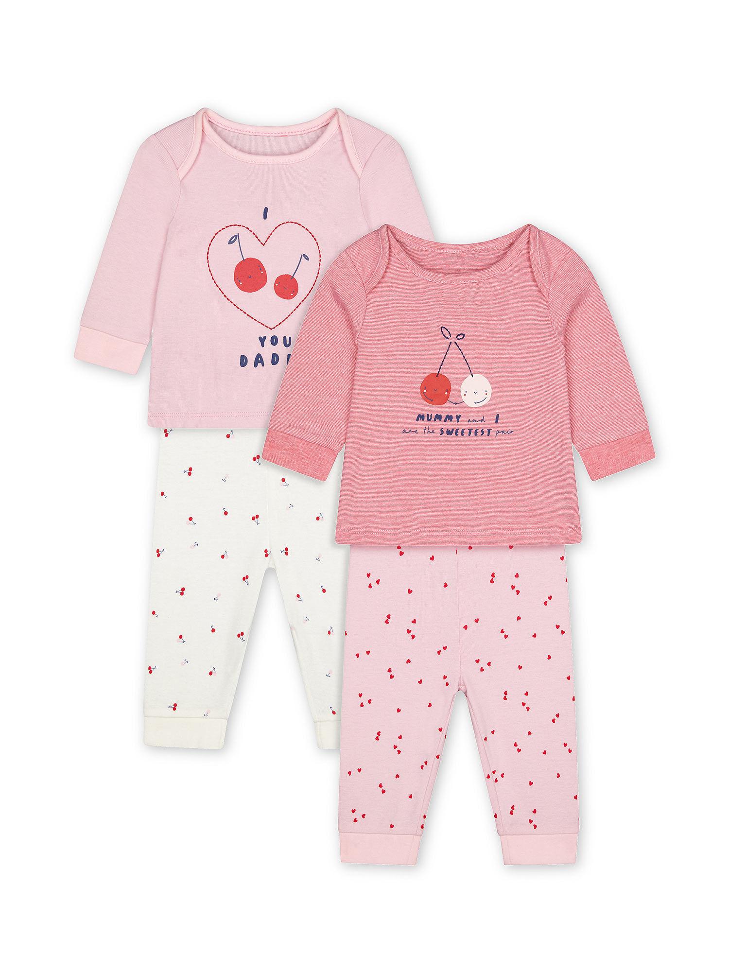 pink printed pyjama set (pack of 2)