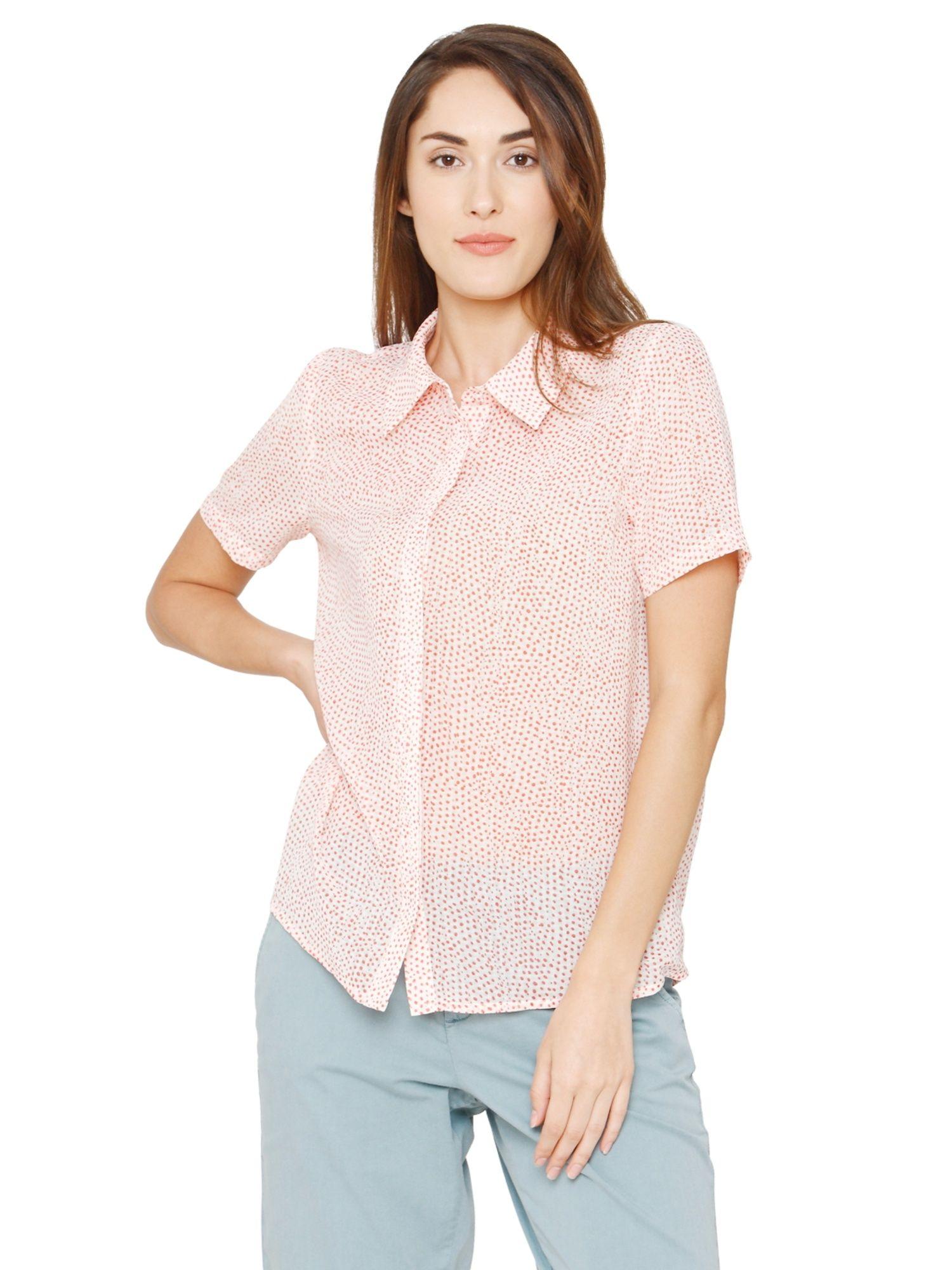 pink printed regular fit shirt