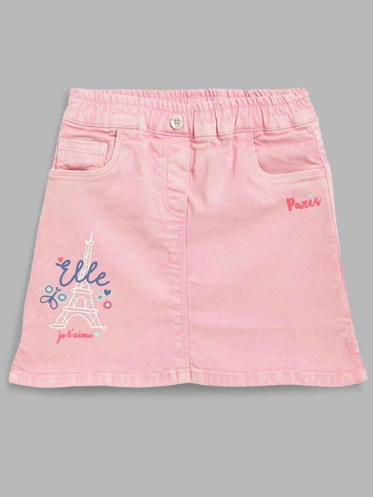 pink printed regular fit skirt
