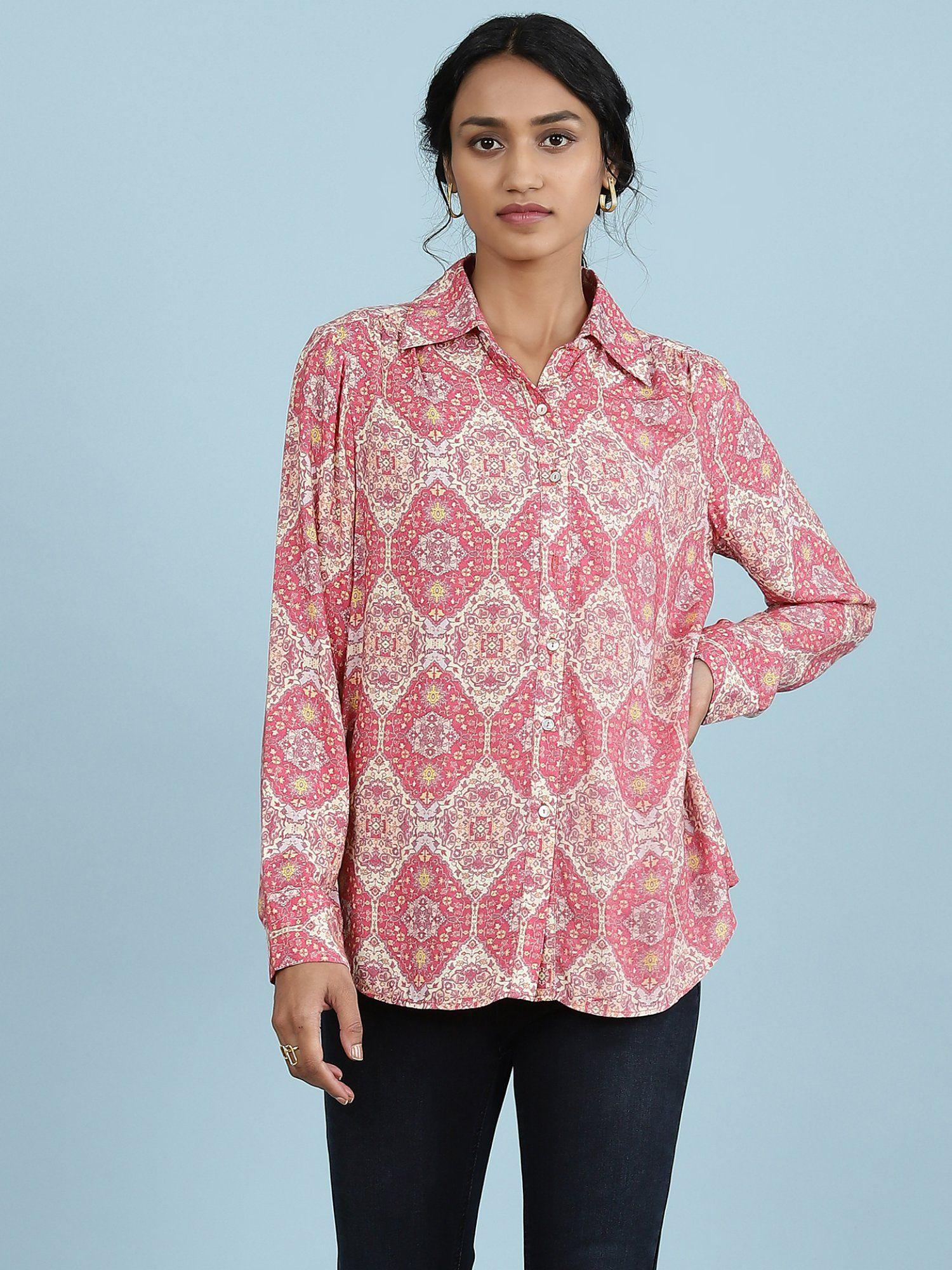 pink printed shirt