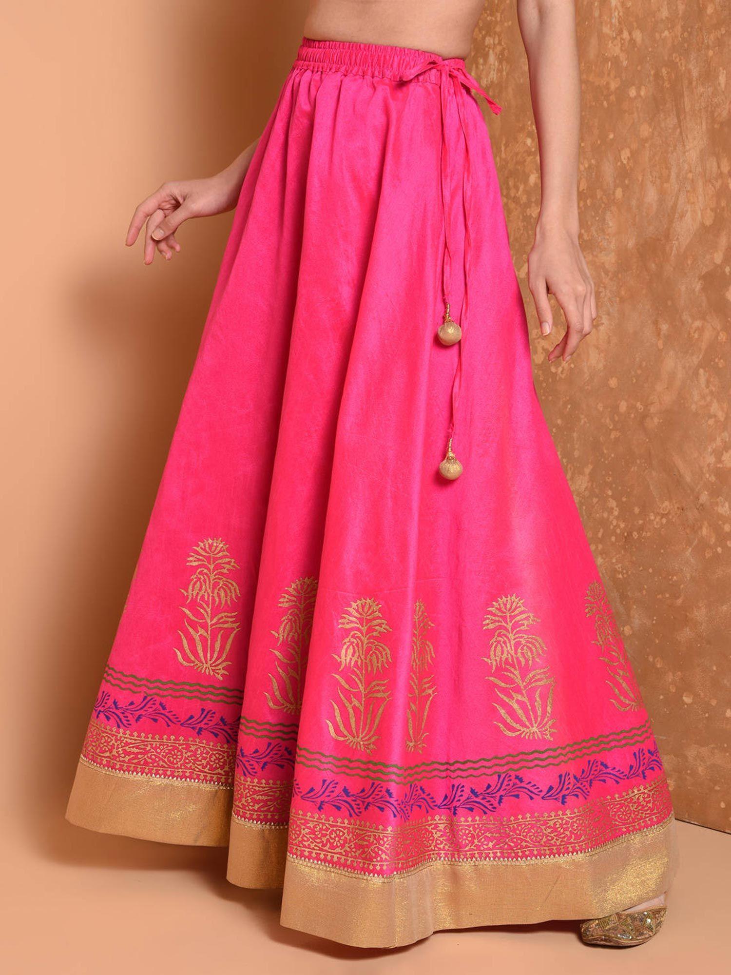 pink printed skirt (free size)