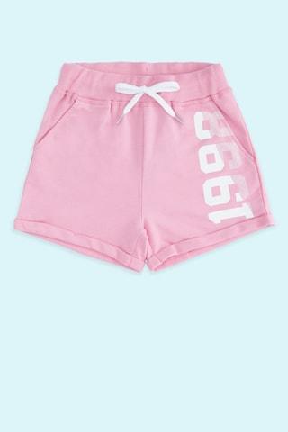 pink printed thigh-length casual girls regular fit shorts