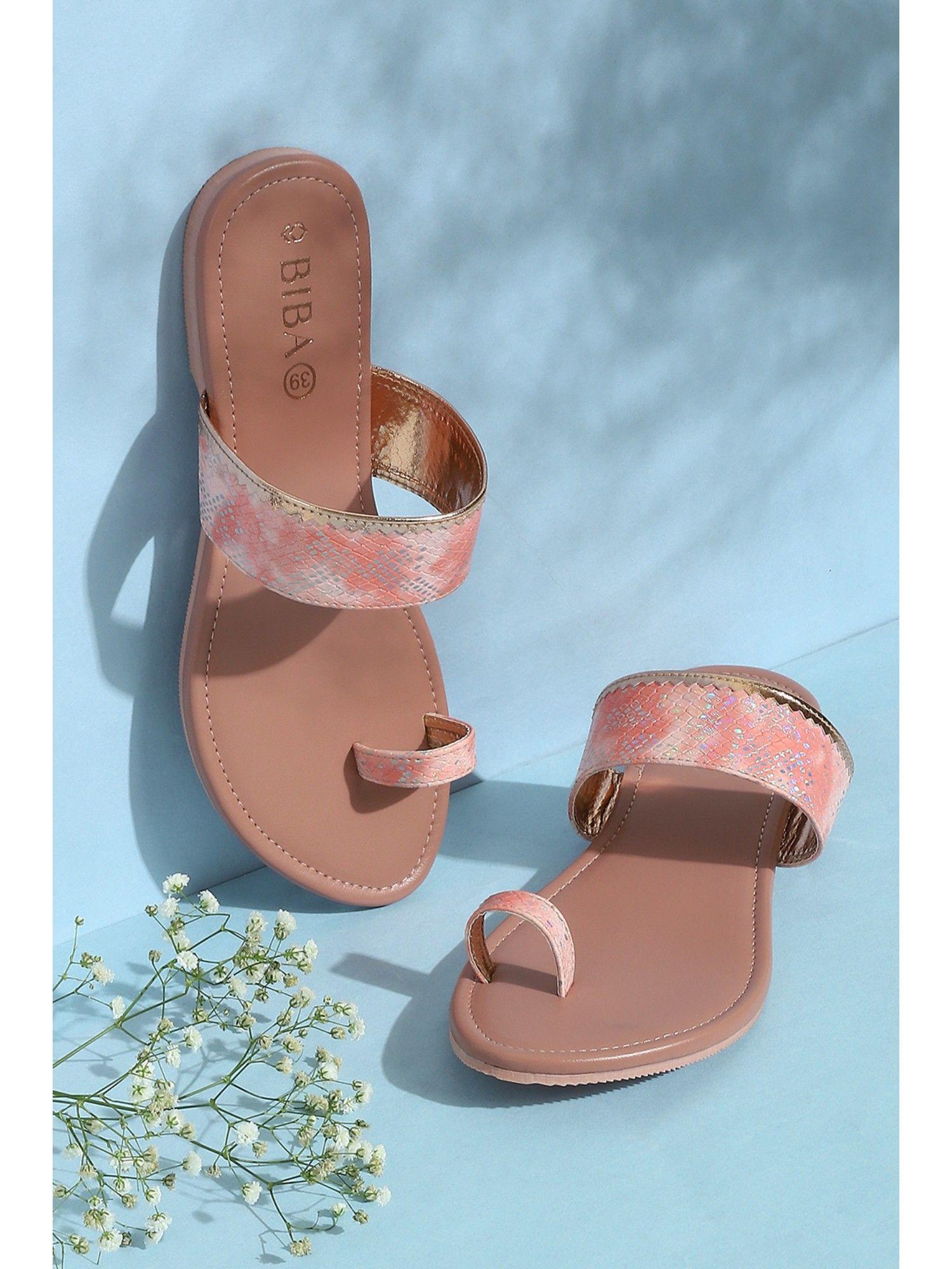 pink pu ring toe sandals