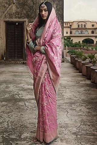 pink pure banarasi silk saree