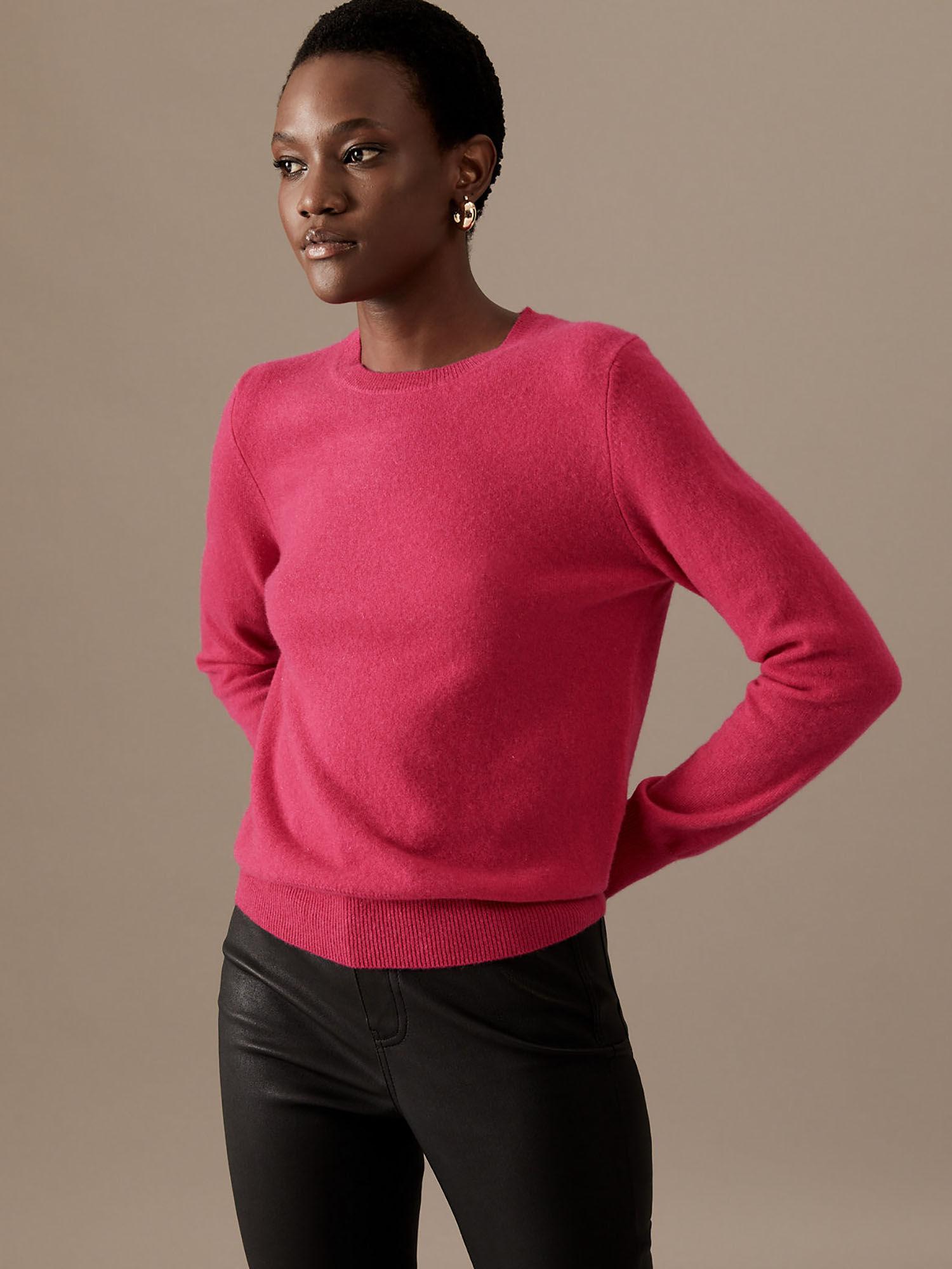 pink pure cashmere crew neck sweater