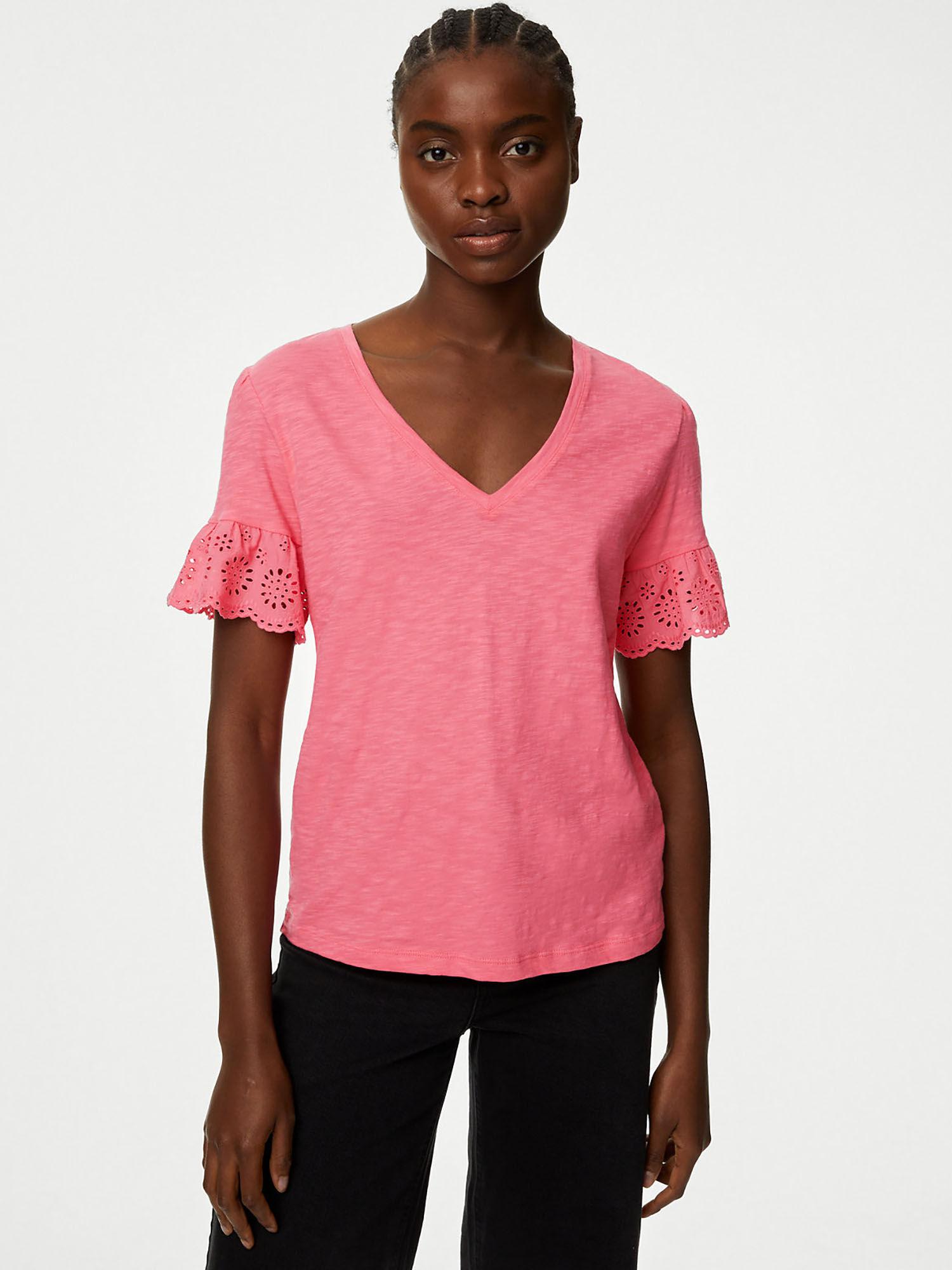 pink pure cotton broderie top