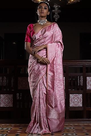 pink pure silk banarasi handloom saree