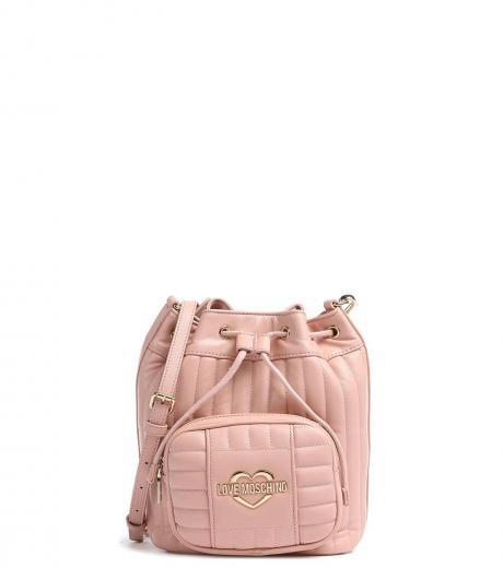 pink quilted mini bucket bag