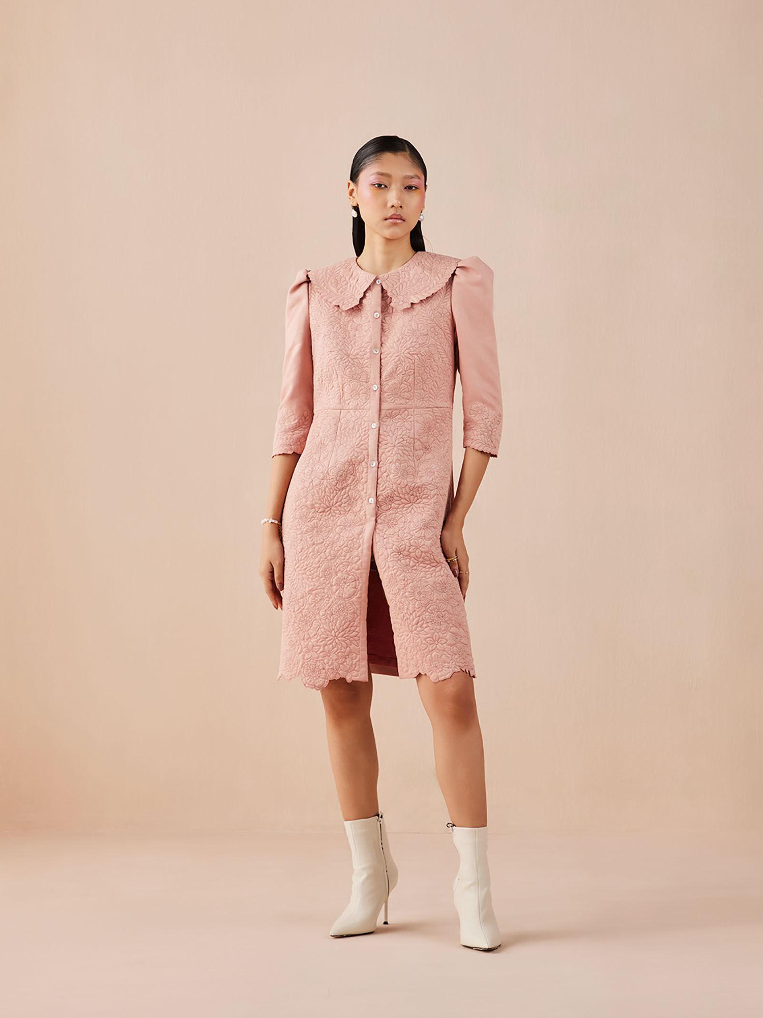 pink quilted shirt dress