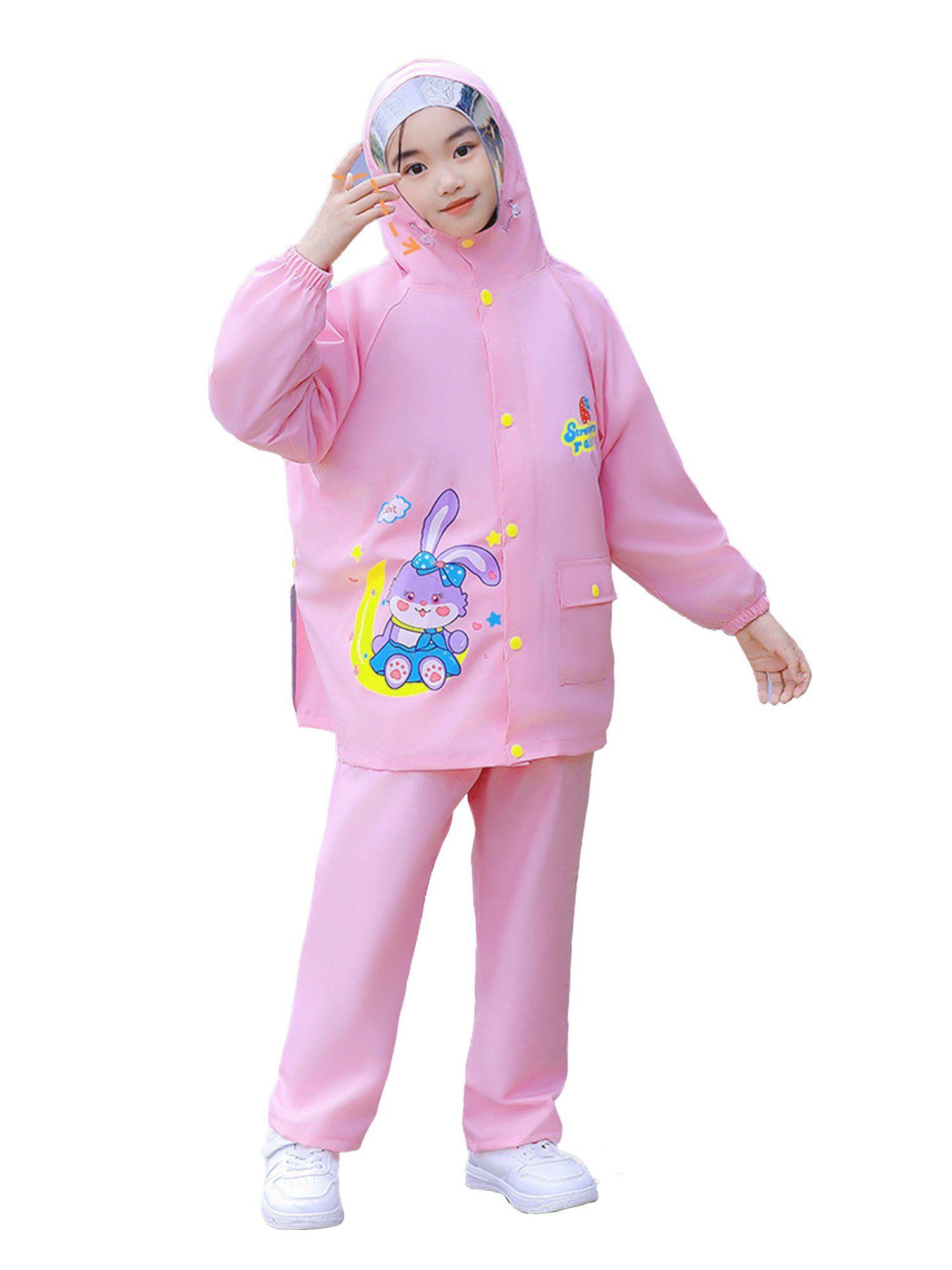 pink rabbit moon full shirt & full pants raincoat (set of 2)