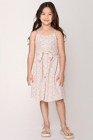 pink rayon printed dress for girls