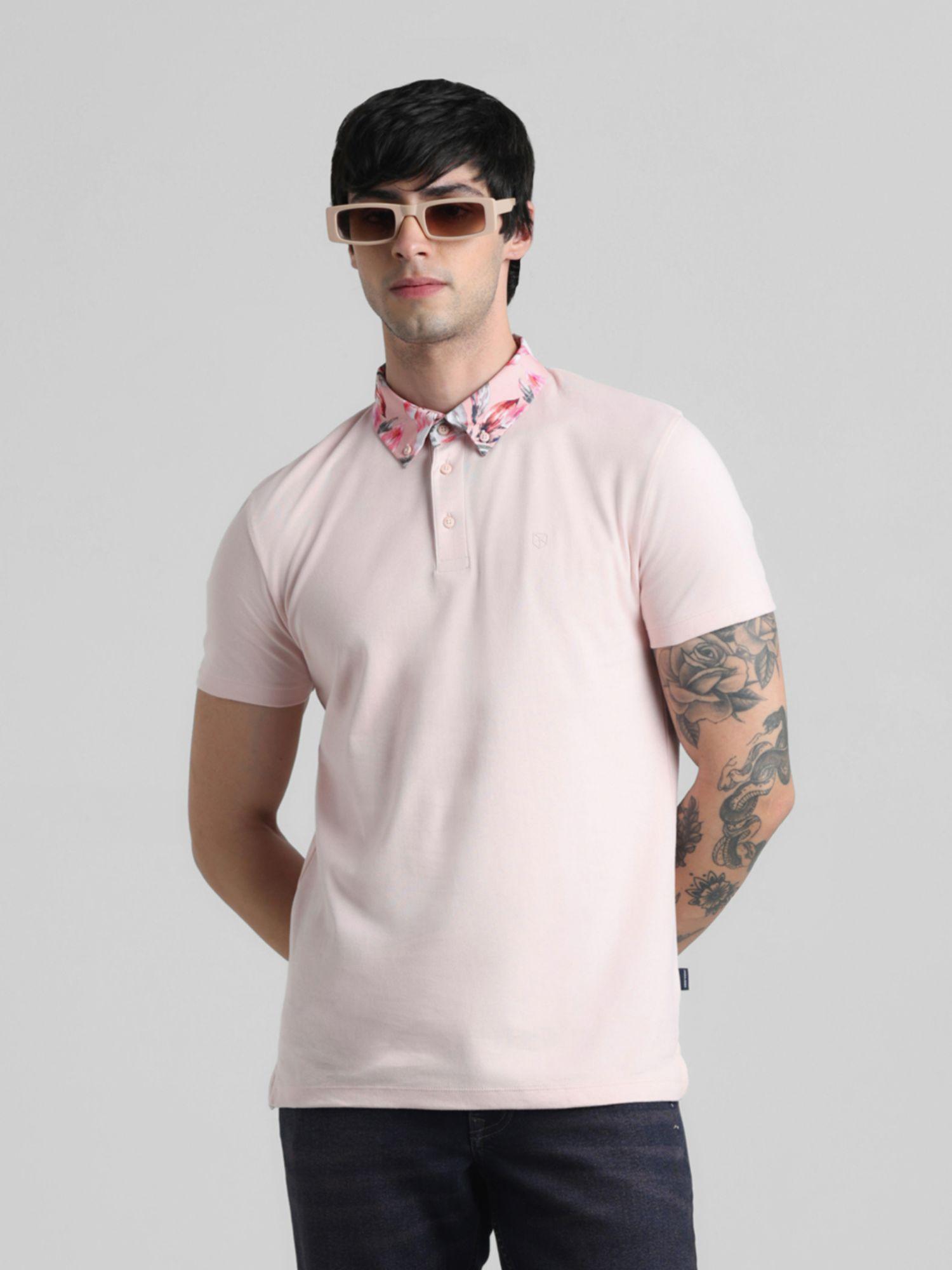 pink regular fit polo t-shirt