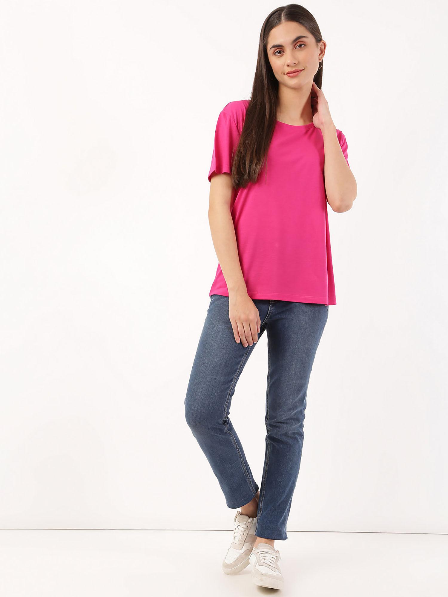 pink relaxed fit crew neck tee