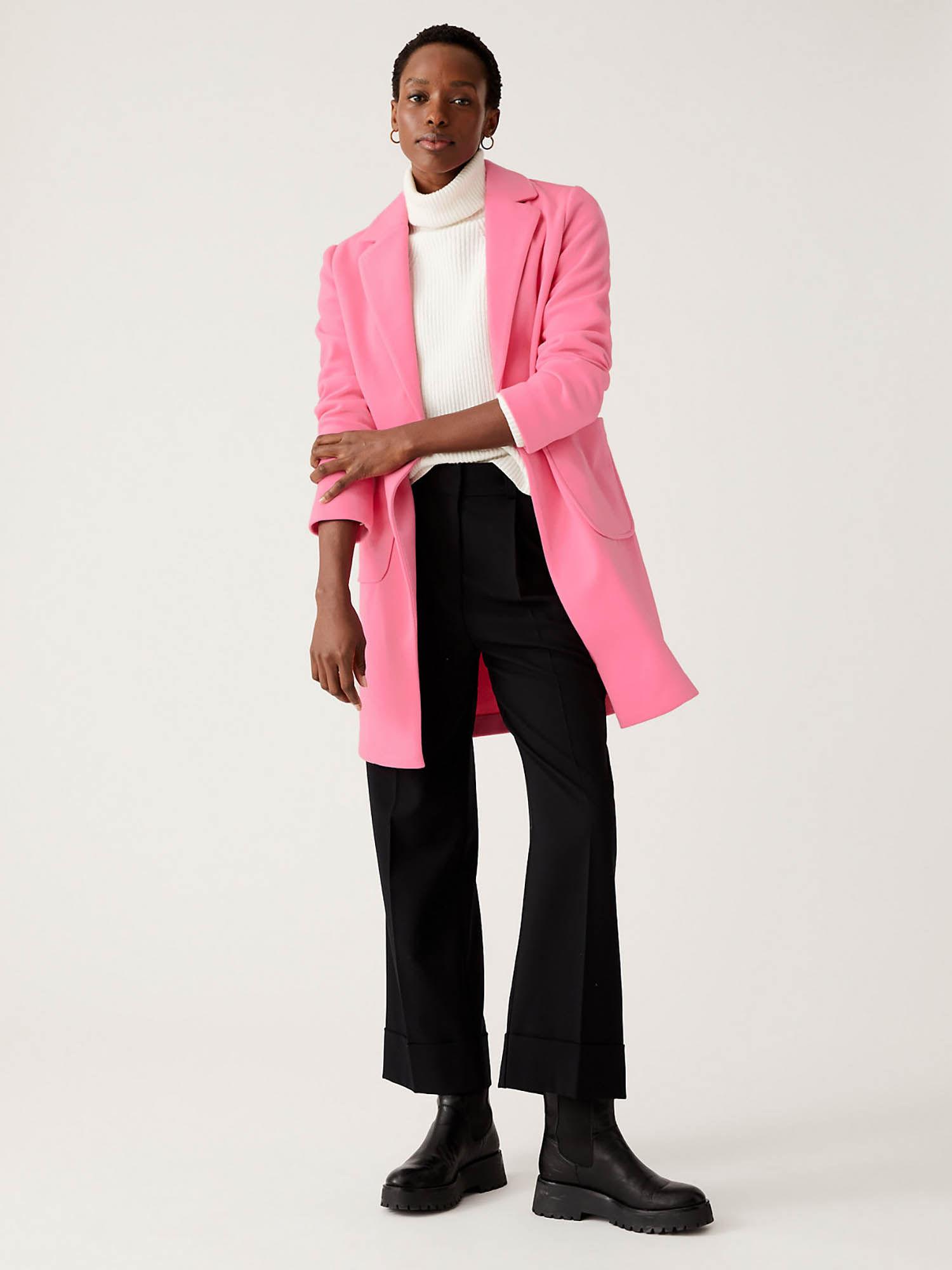 pink relaxed single breasted coat