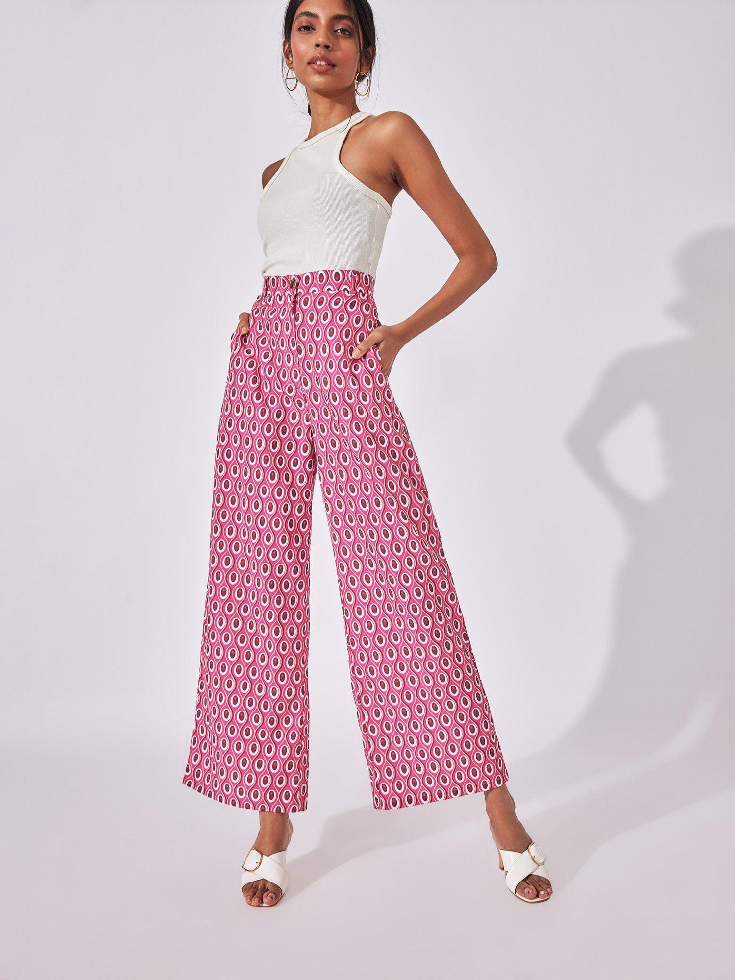 pink retro flared trousers