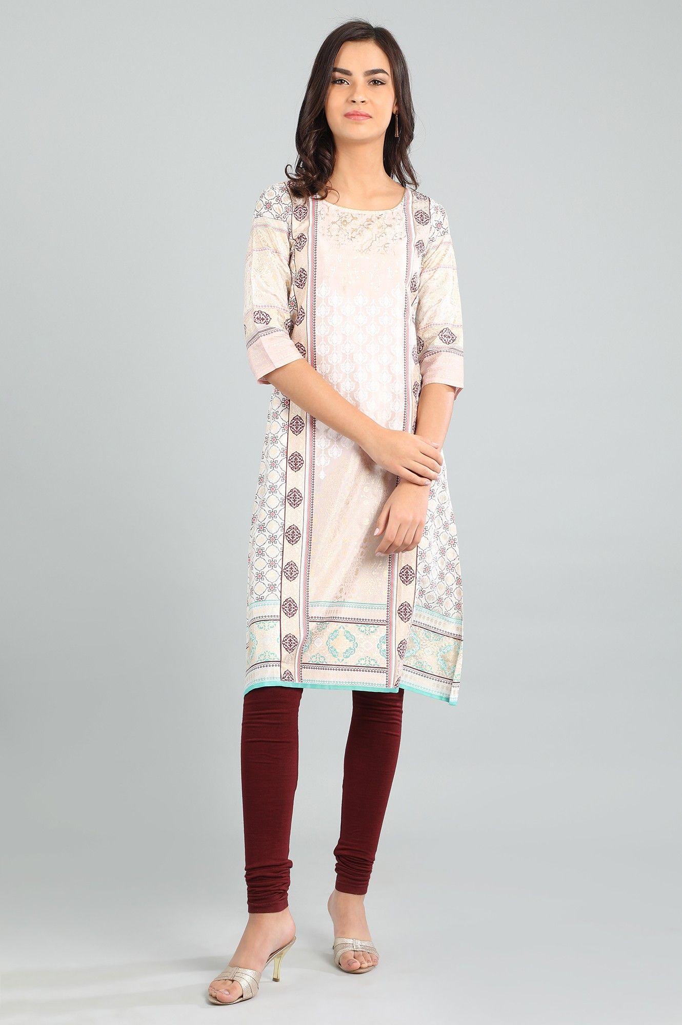 pink round neck kurta