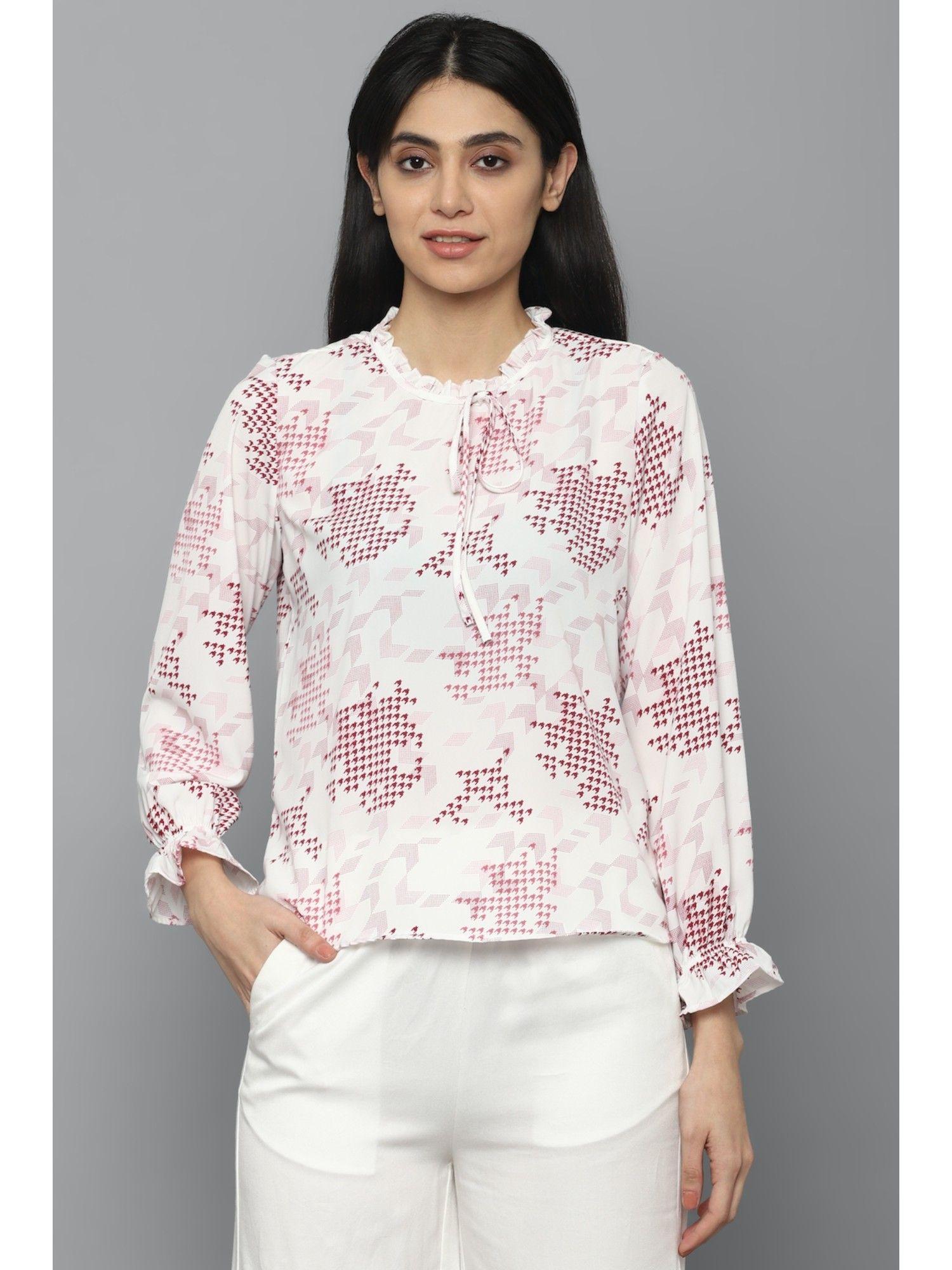 pink round neck printed tops