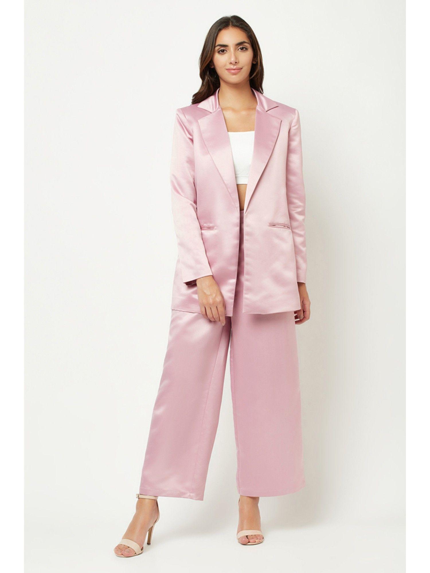 pink satin powersuit