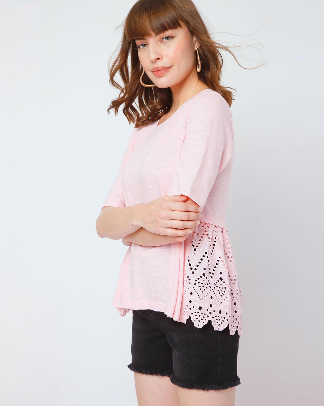 pink schiffli top