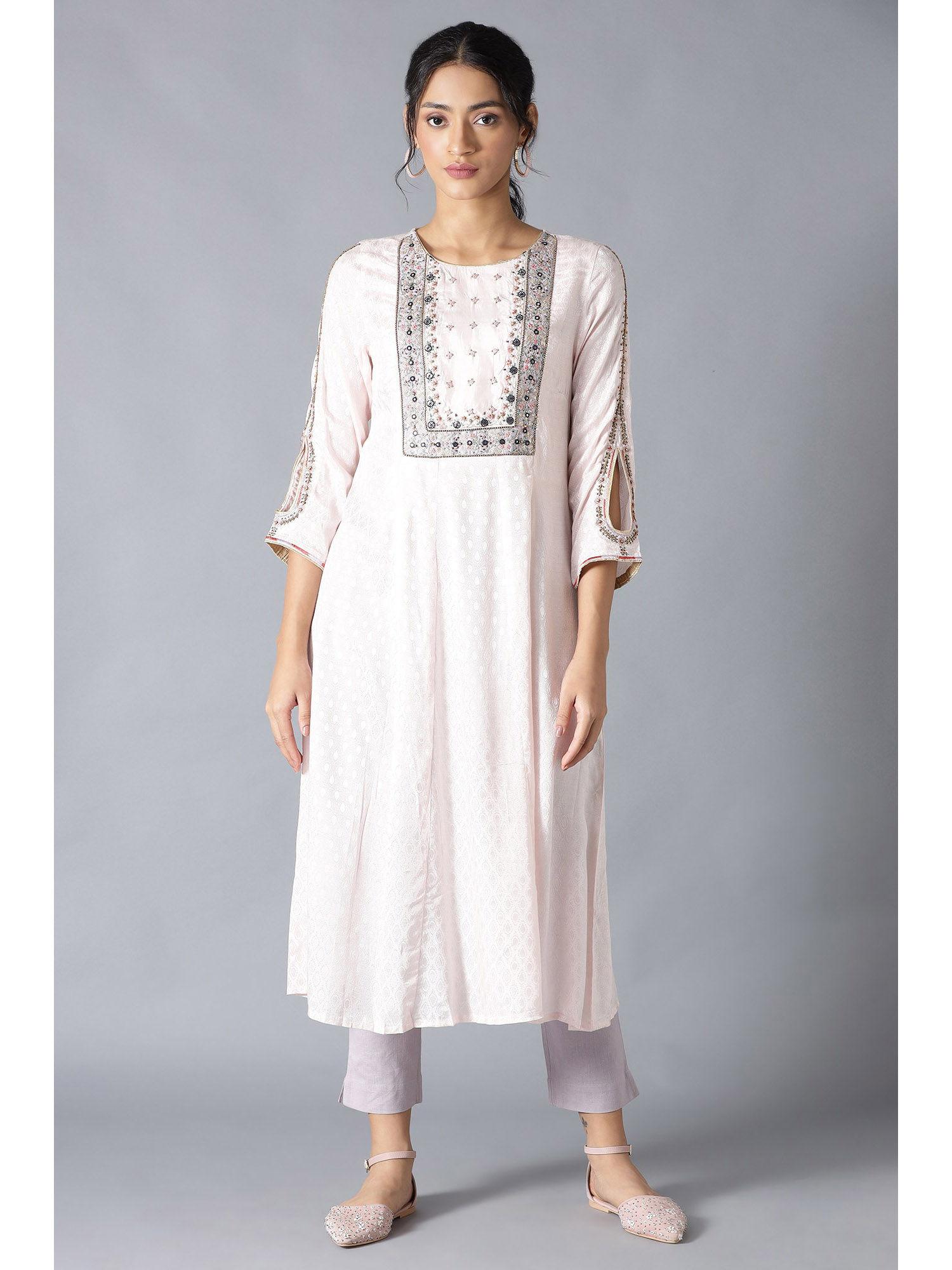 pink self design kurta