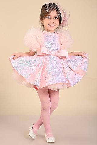 pink sequins & tulle dress for girls