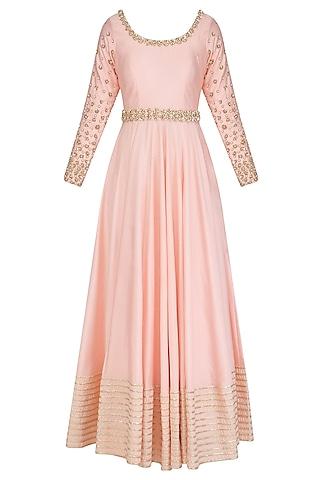 pink sequins and beads embroidered anarkali set