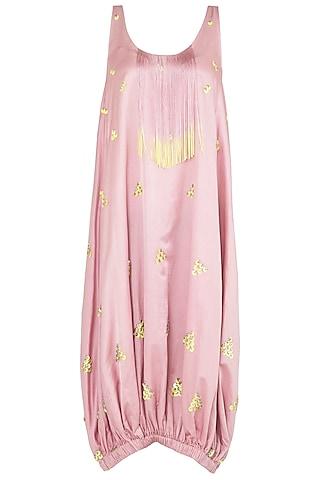 pink sequins embellished midi dress