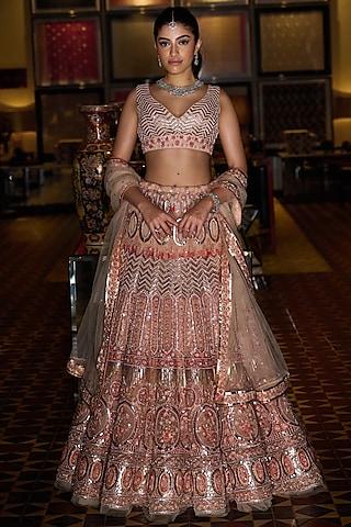 pink sequins embroidered lehenga set