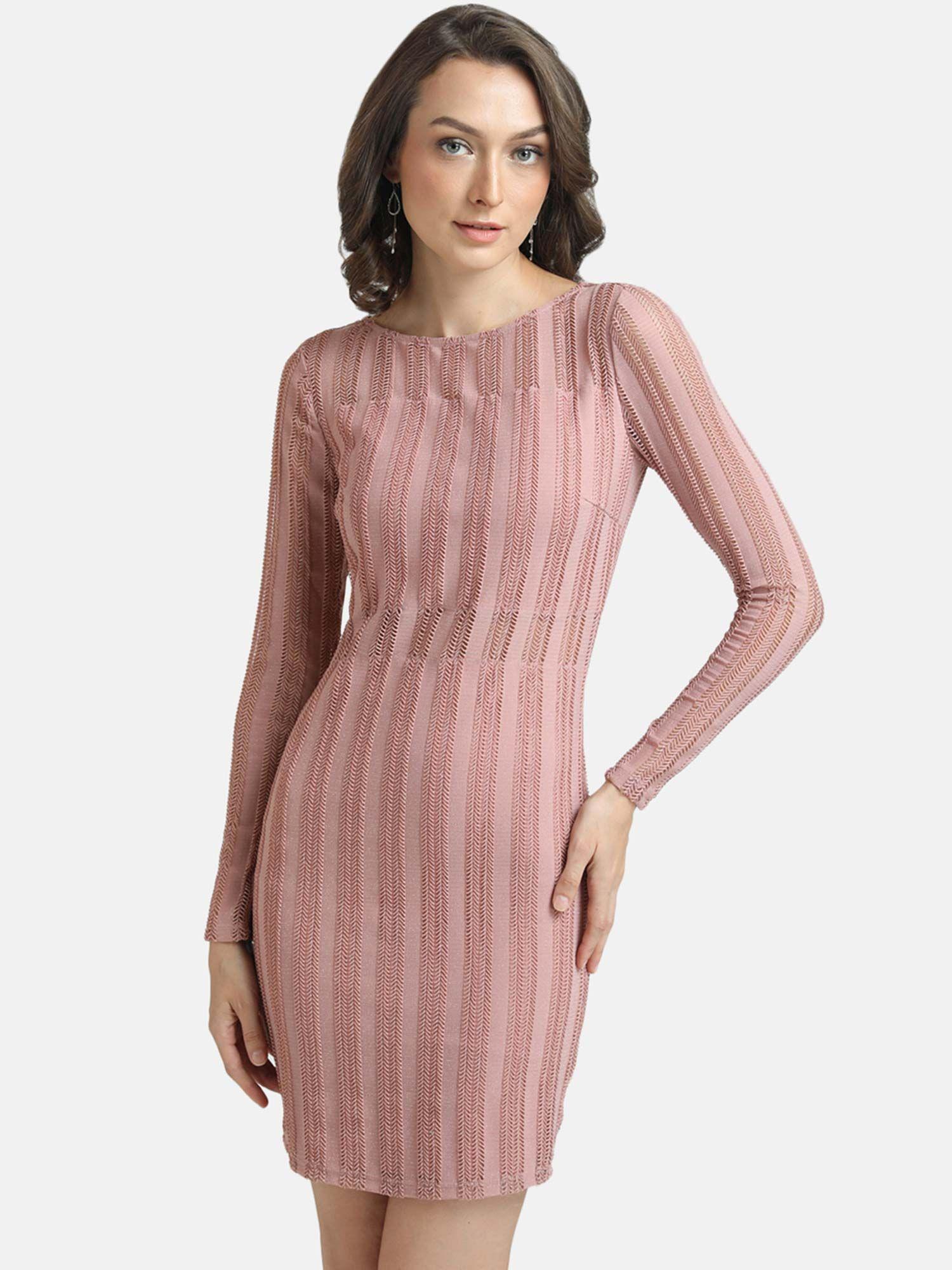 pink sheer textured bodycon mini dress