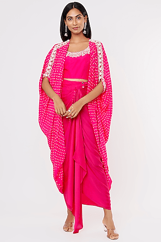 pink silk cape set