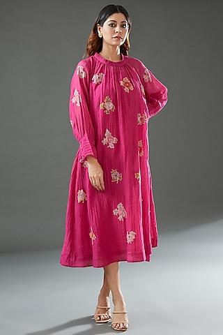 pink silk cotton printed tunic