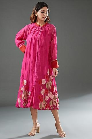 pink silk cotton printed tunic