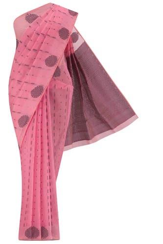 pink silk cotton saree