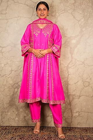 pink silk kurta set