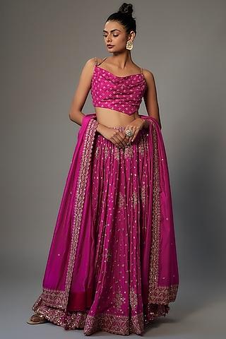 pink silk lehenga set