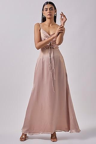 pink silk metallic maxi dress