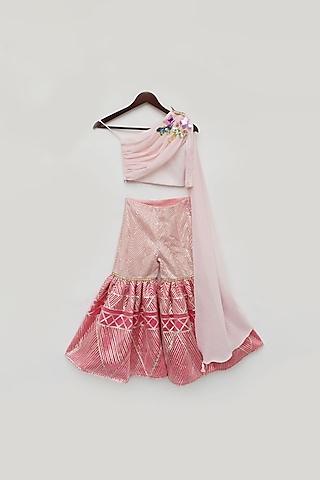 pink silk sharara set for girls